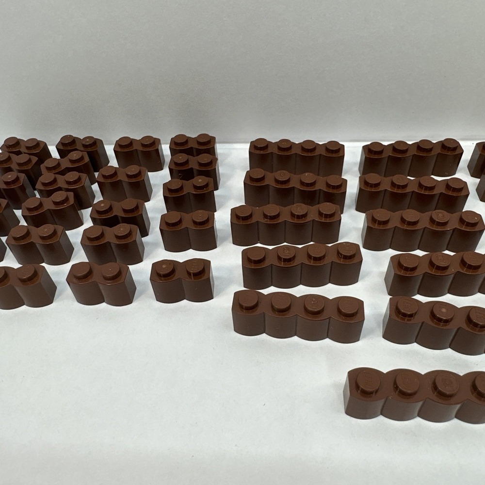 LEGO Reddish Brown Modified Brick 1x2 & 1x4 Log Profile Lot Of 38 (30136 30137)